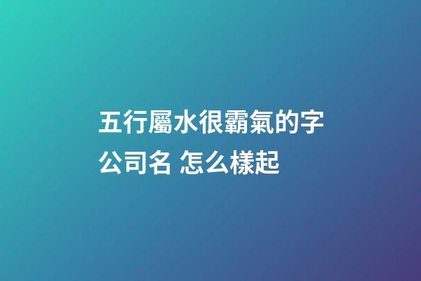 五行屬水很霸氣的字公司名 怎么樣起-第1張-公司起名-玄機(jī)派